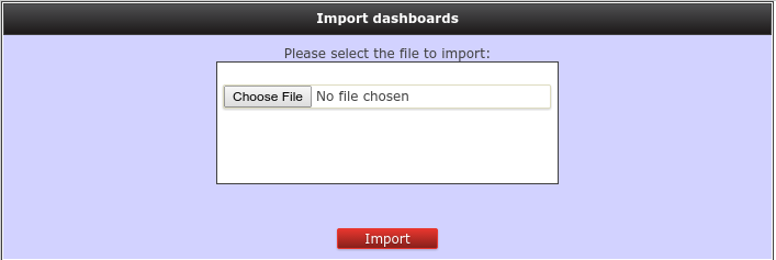 Import dashboards panel