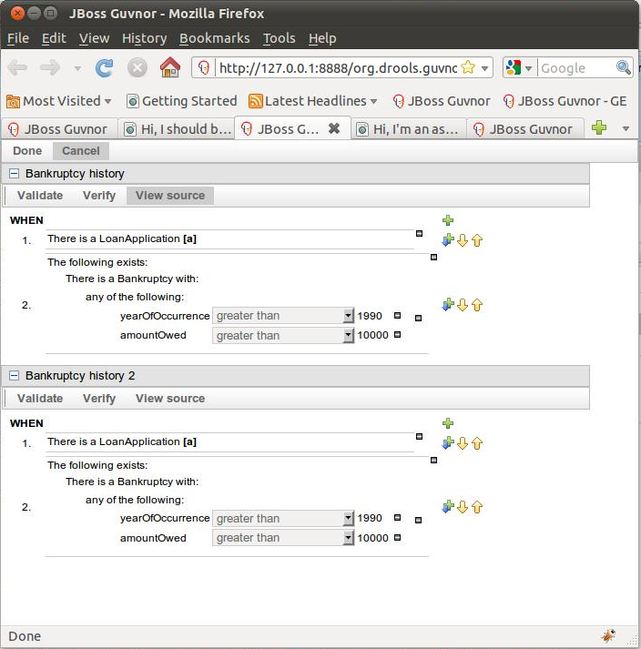 Embedded Editor with 2 BRL Rules