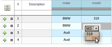 Dependent enumerations in the Web Guided Decision Table editor