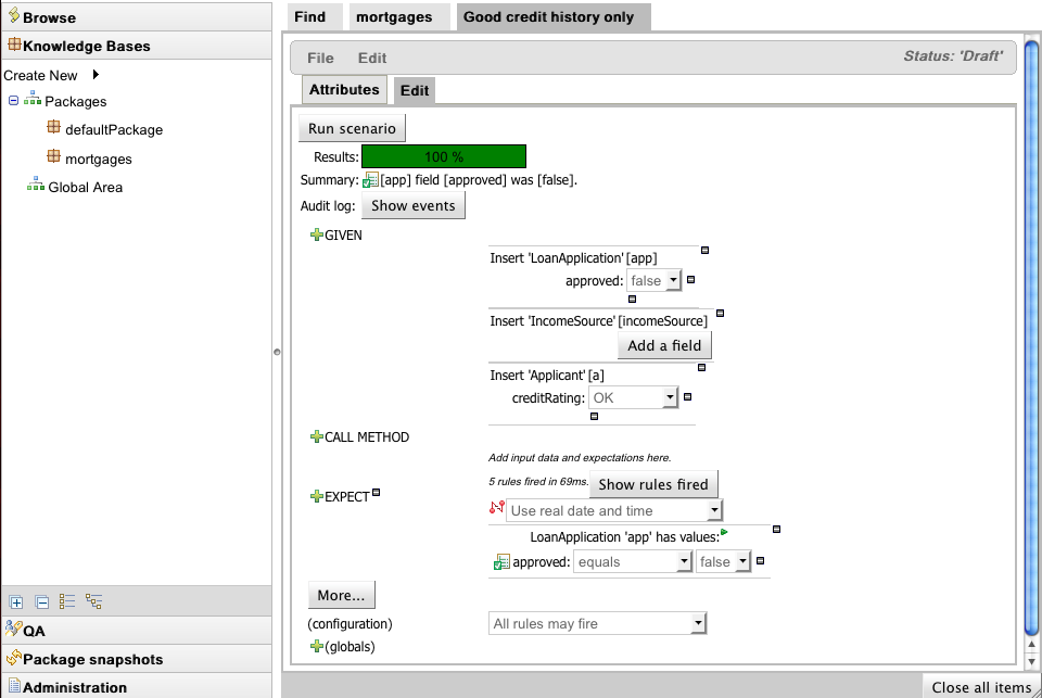 Example Test Scenario after execution