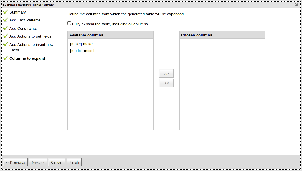 Choose how rows are created - select the columns you want to expand upon