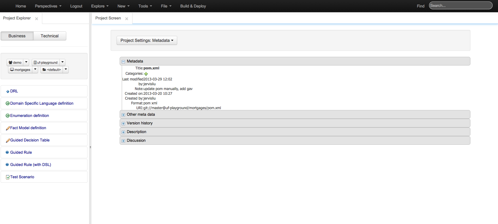 Metadata for pom.xml