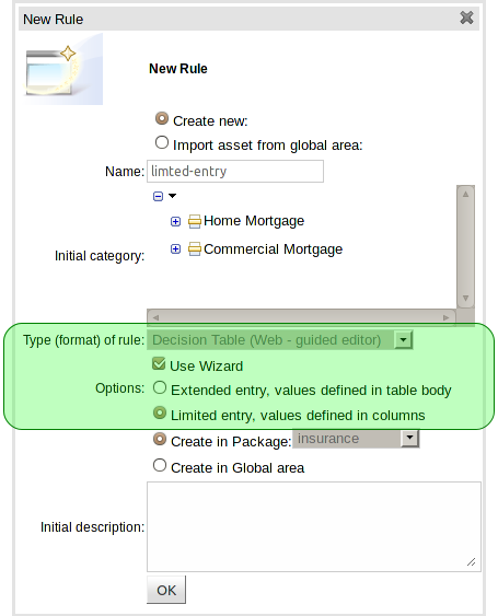 Selecting the table format