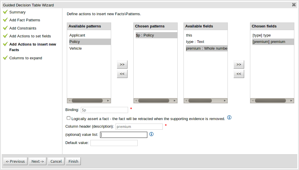 Add actions to insert new facts