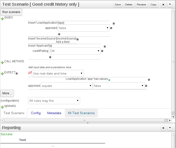 Example Test Scenario after execution