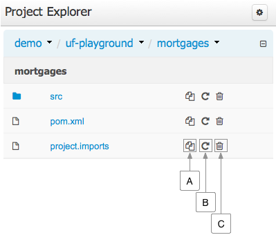 Repository View - Files and directories actions