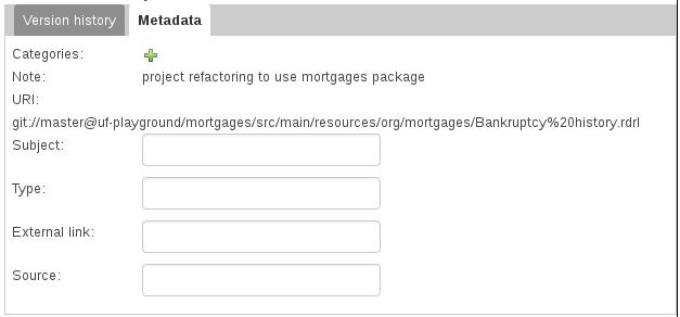 The Metadata tab