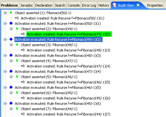 Fibonacci Example: "Recurse" Audit View 1