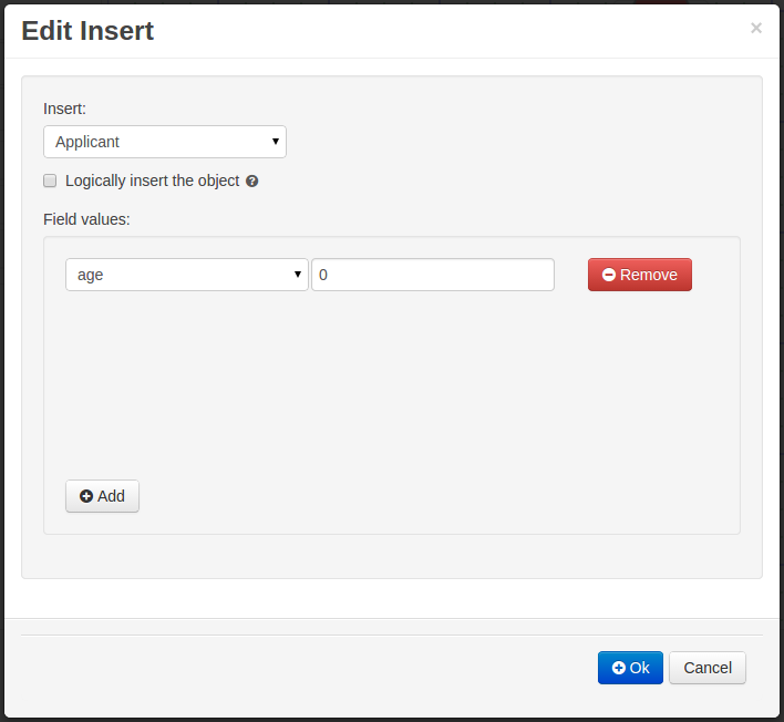 Guided Decision Trees - Action "Insert" Editor