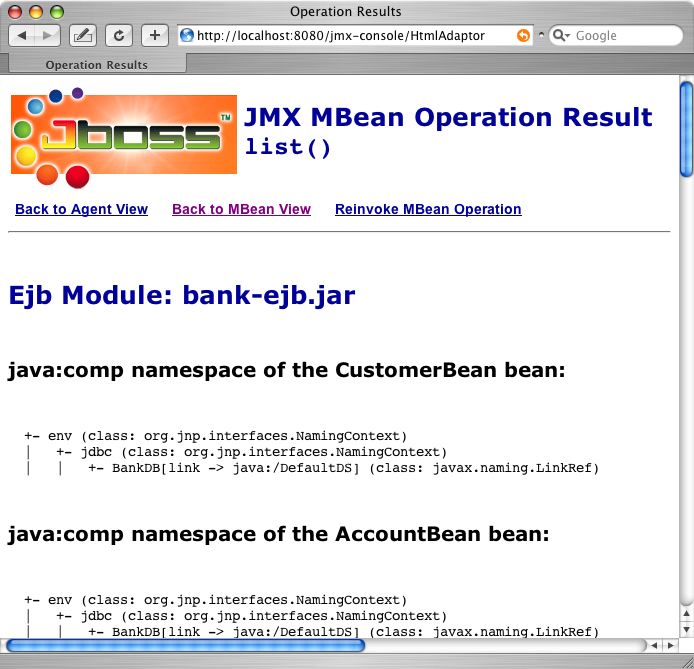 JMX Console JNDI View