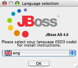 The installer language selection screen.