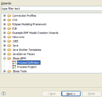 Select the New JBoss jBPM Process Definition