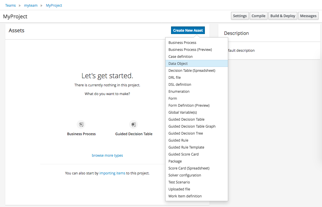 QuickStart create a data model