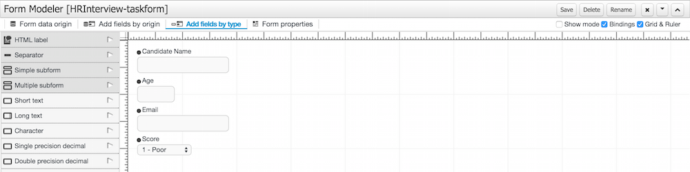 task form modeller designed