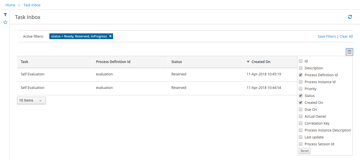 task basic columns