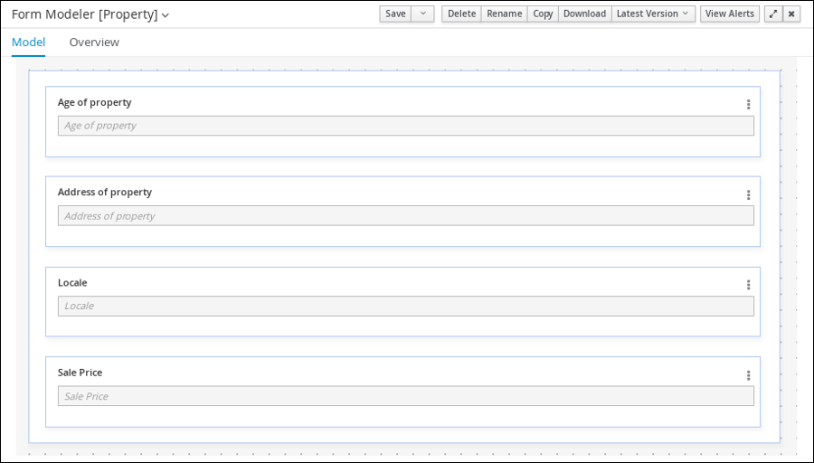 screen capture of the Property sample form