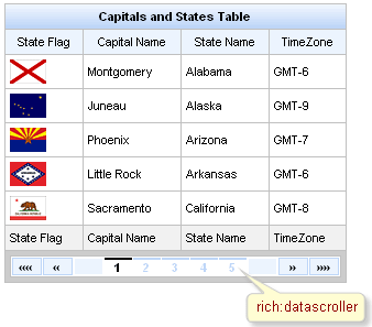 The <rich:dataScroller> component