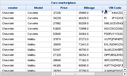 figu Component Reference Tables and grids Dragging columns