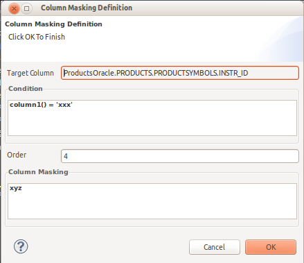 Column Masking Definition Dialog