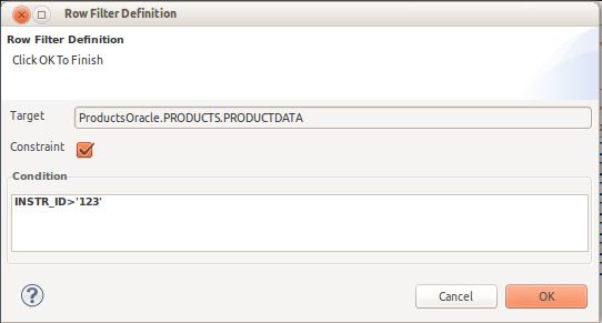 Row Filter Definition Dialog