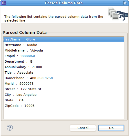 Parse Column Data Dialog