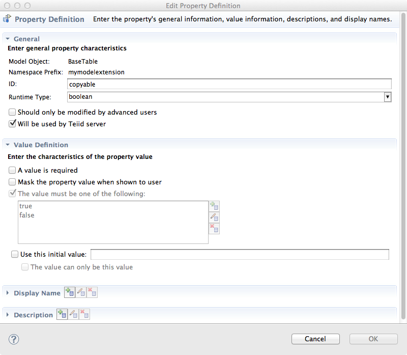 Edit Property Definition Dialog