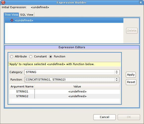 Function Panel Selected