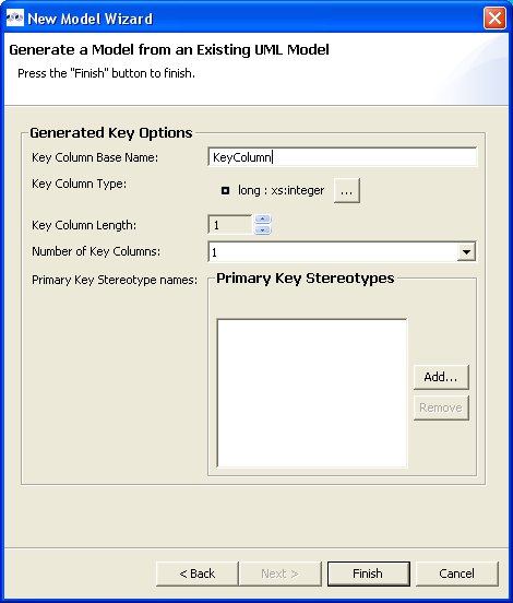 Generated Key Options Dialog