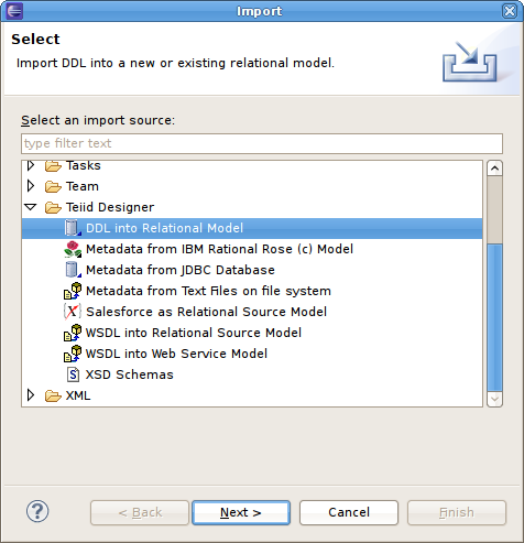 Import DDL into Relational Model