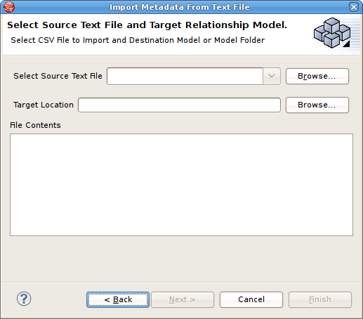 Select Source Text File and Target Relationships Model