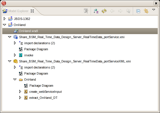 Importing the WSDL file into the Model Explorer