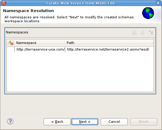 Namespace Resolution Dialog