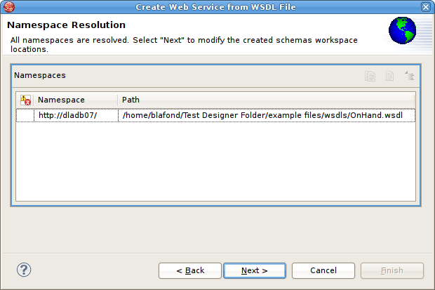 Namespace Resolution Dialog