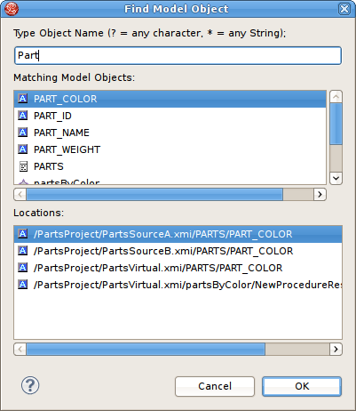 Find Model Object Dialog
