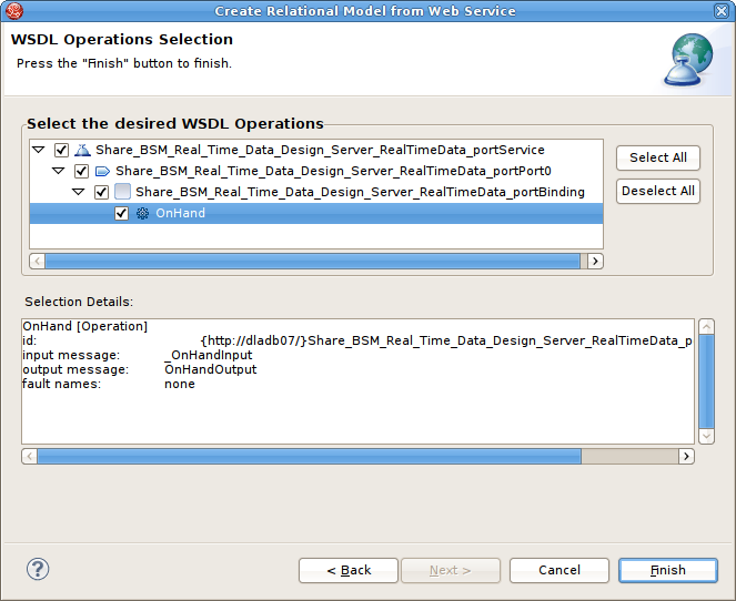 WSDL Operations Selection Dialog