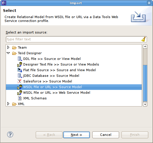 Import from WSDL into Source Model