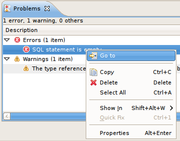 Problems View Context Menu