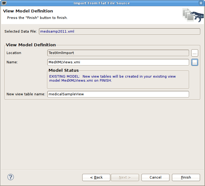 View Model Definition Page