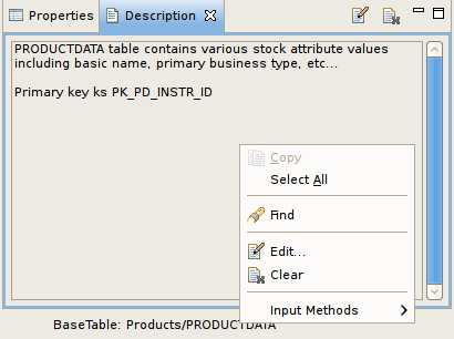 Description View Context Menu