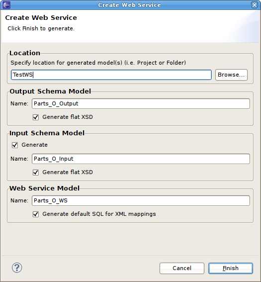 Create Web Service Dialog