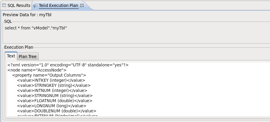 Teiid Execution Plan View