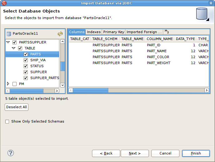 Select Database Options Dialog