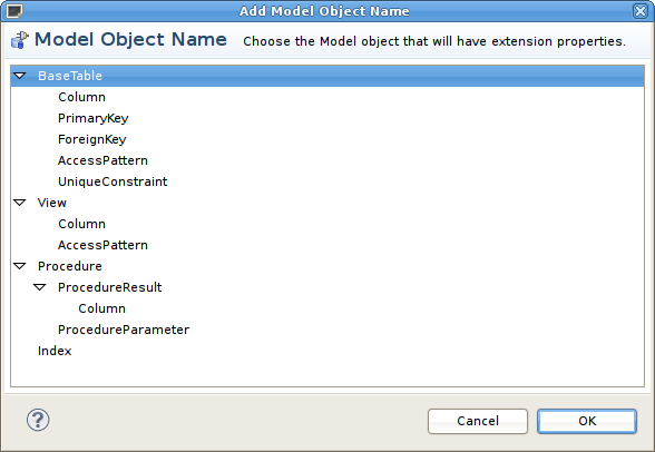Select Model Object Name Dialog