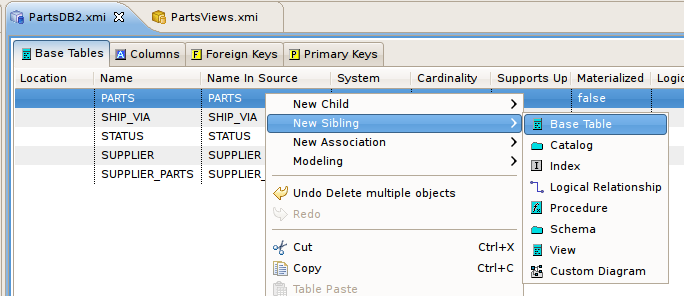 New Sibling Action In Table Editor