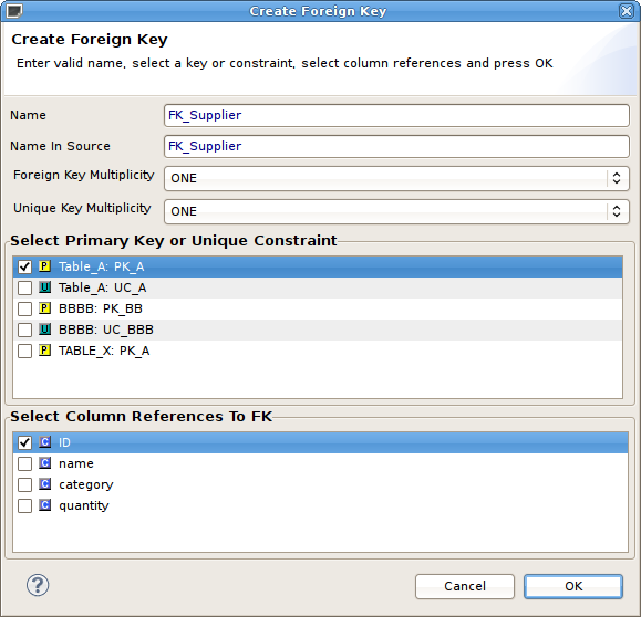 Create Foreign Key Dialog