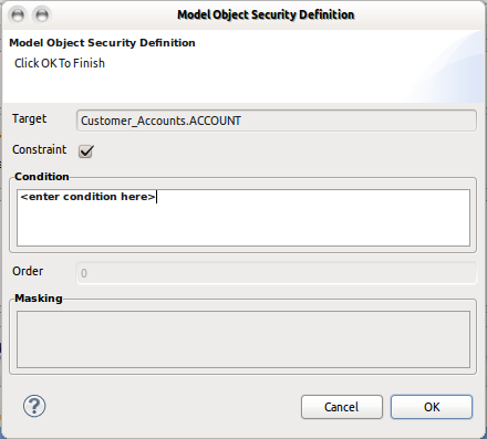 Security Definition Dialog