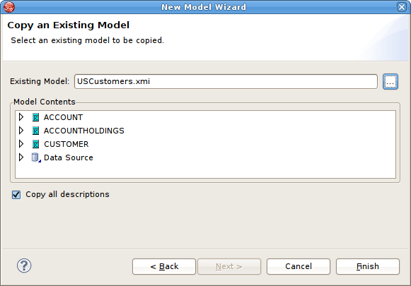 Copy An Existing Model Dialog