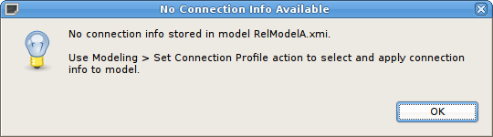 No Connection Info Dialog