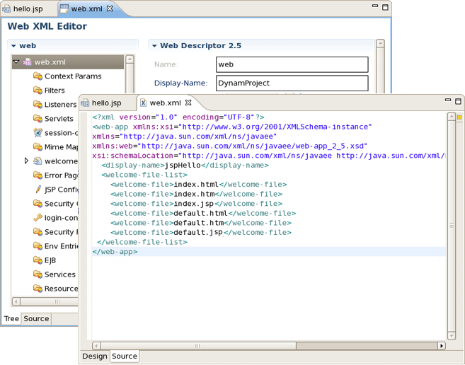 Web.xml in Design and Source Mode