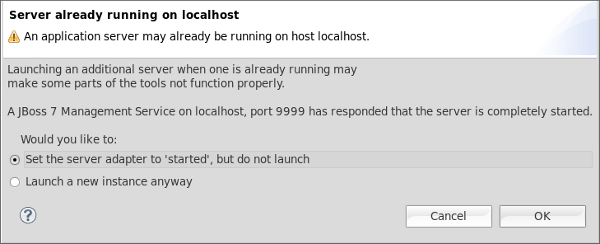 Multiple server adaptors warning